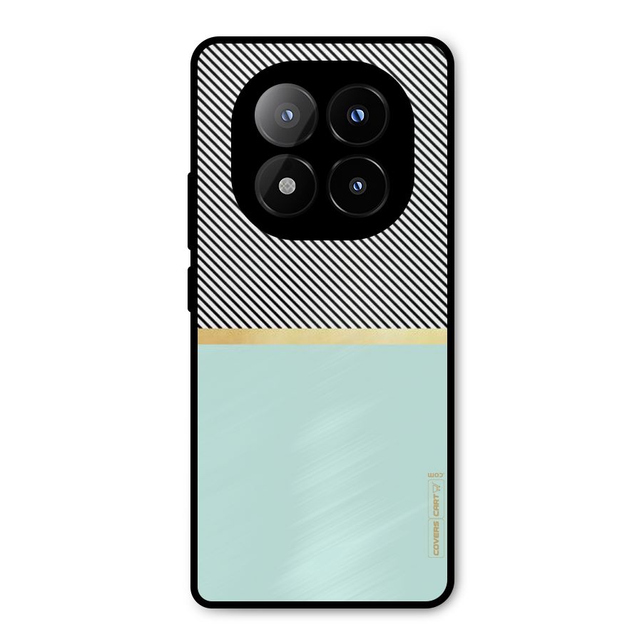 Pastel Green Base Stripes Metal Back Case for Redmi Note 14 Pro Plus 5G