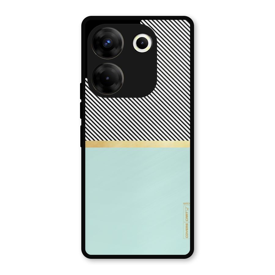 Pastel Green Base Stripes Metal Back Case for Tecno Camon 20