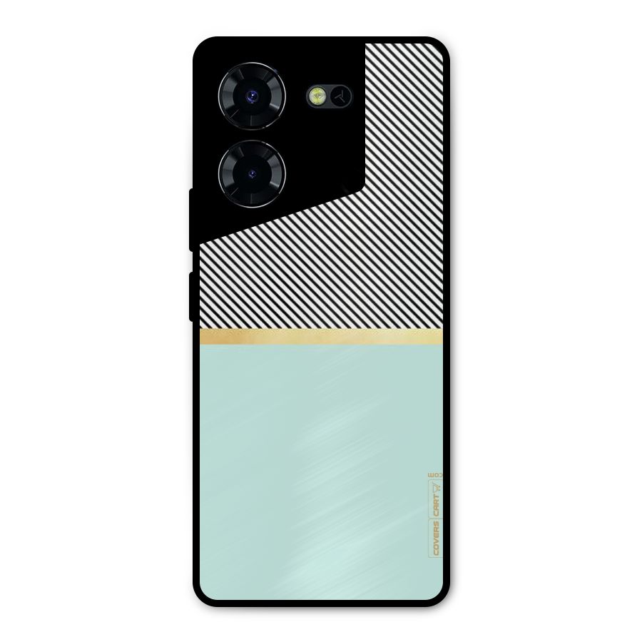 Pastel Green Base Stripes Metal Back Case for Tecno Pova 5 Pro 5G