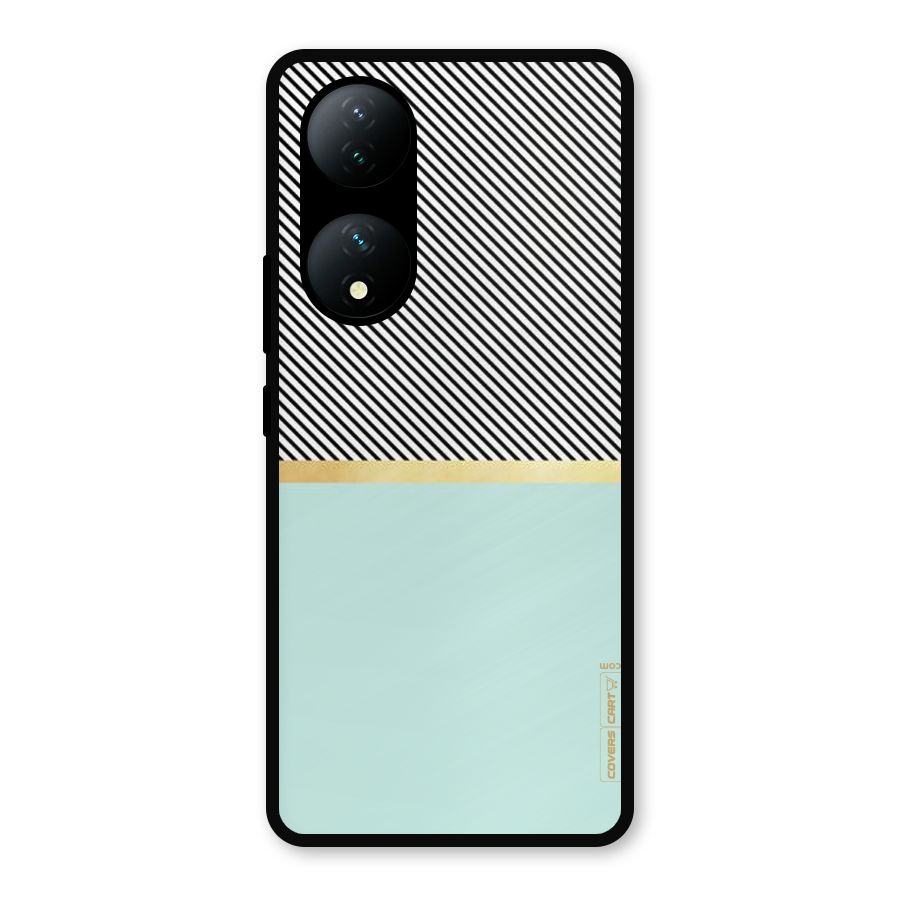 Pastel Green Base Stripes Metal Back Case for Vivo T2