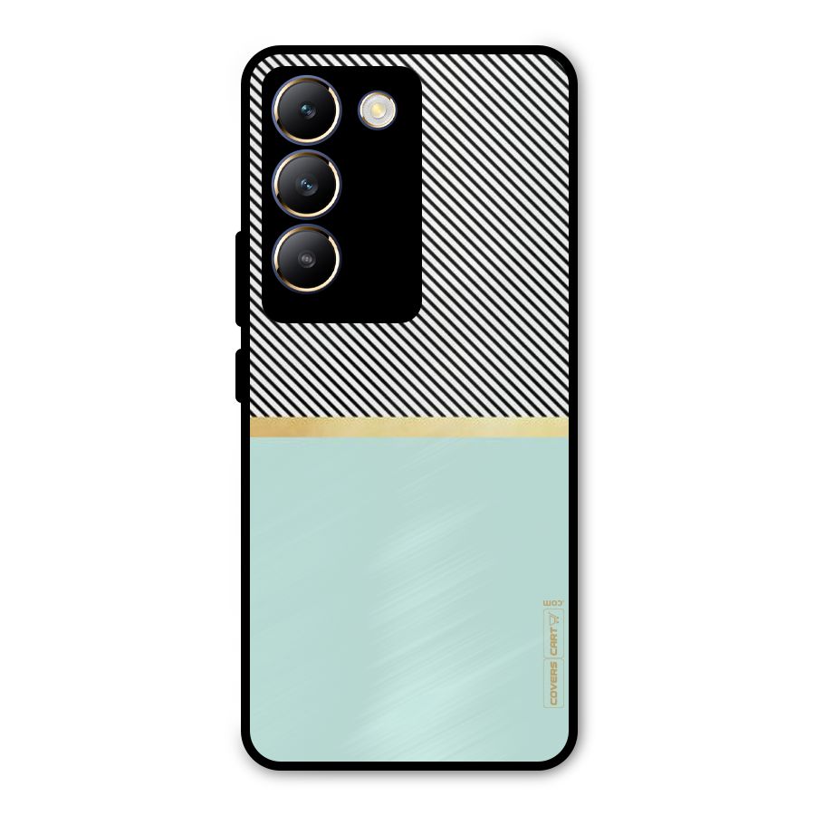 Pastel Green Base Stripes Metal Back Case for Vivo T3 5G