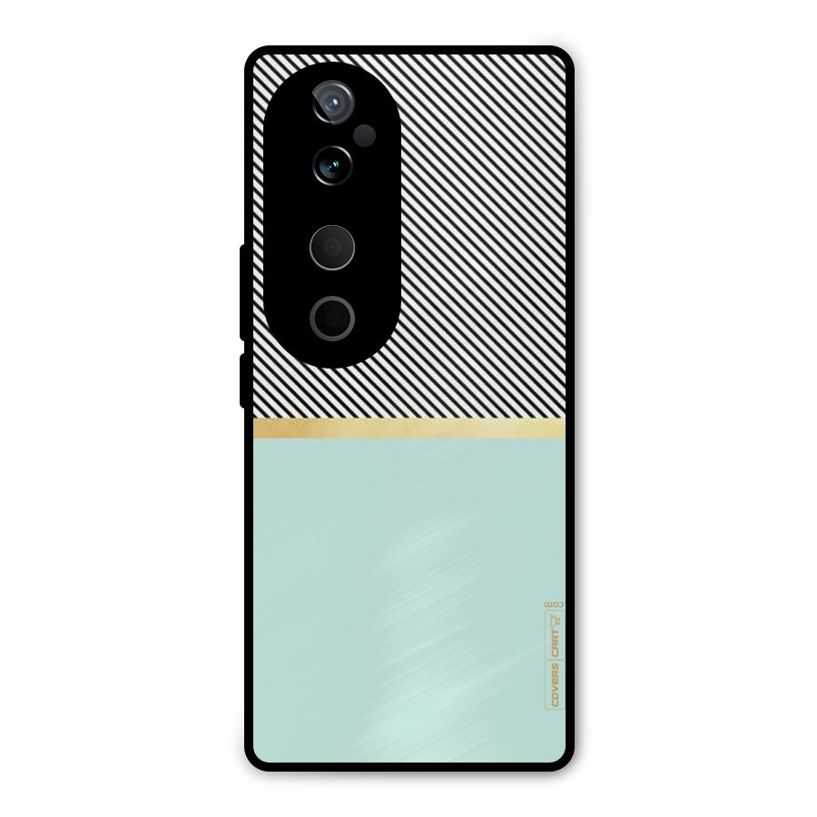 Pastel Green Base Stripes Metal Back Case for Vivo T3 Ultra