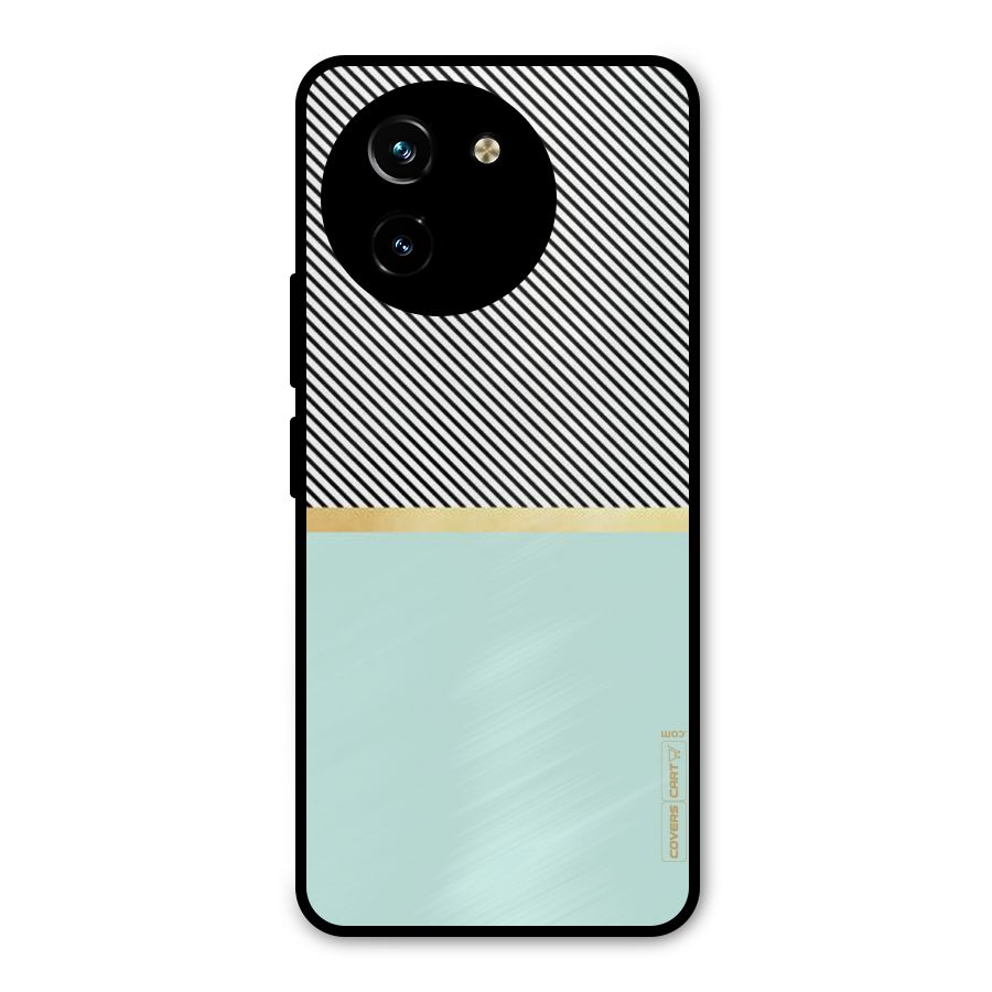 Pastel Green Base Stripes Metal Back Case for Vivo T3x