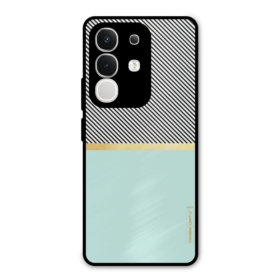 Pastel Green Base Stripes Metal Back Case for Vivo T4x