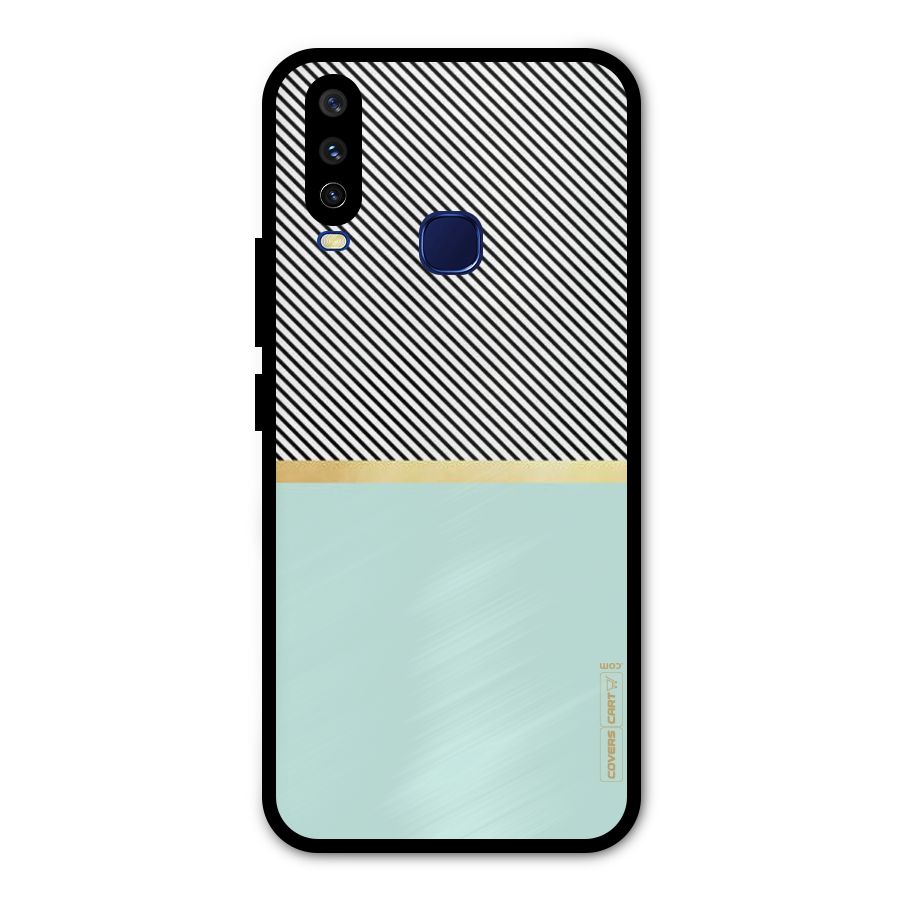 Pastel Green Base Stripes Metal Back Case for Vivo V17