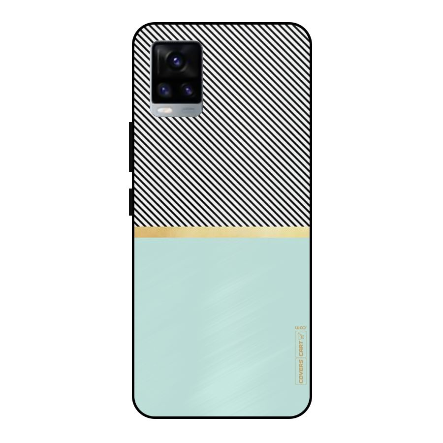 Pastel Green Base Stripes Metal Back Case for Vivo V20 2021