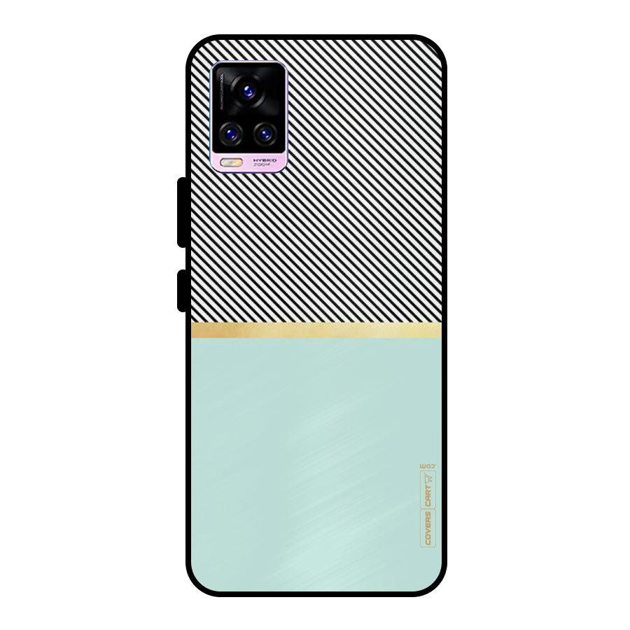 Pastel Green Base Stripes Metal Back Case for Vivo V20 Pro
