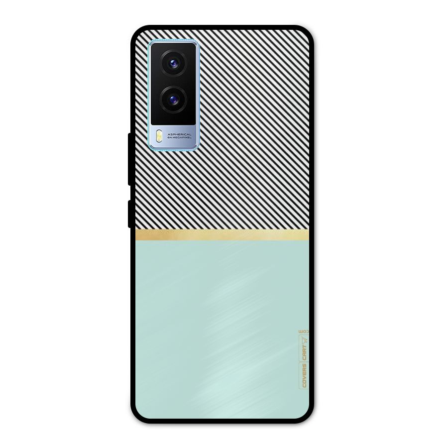 Pastel Green Base Stripes Metal Back Case for Vivo V21e 5G
