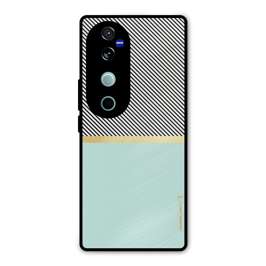 Pastel Green Base Stripes Metal Back Case for Vivo V40