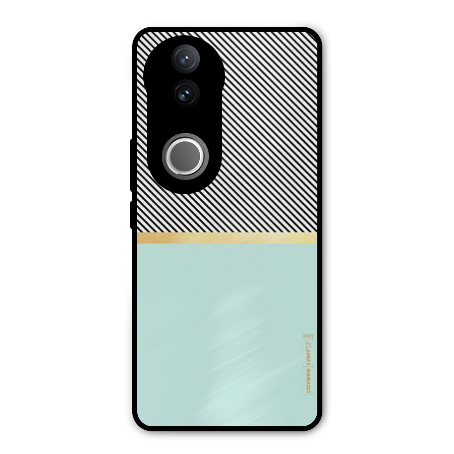 Pastel Green Base Stripes Metal Back Case for Vivo V50