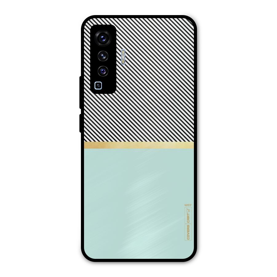 Pastel Green Base Stripes Metal Back Case for Vivo X50