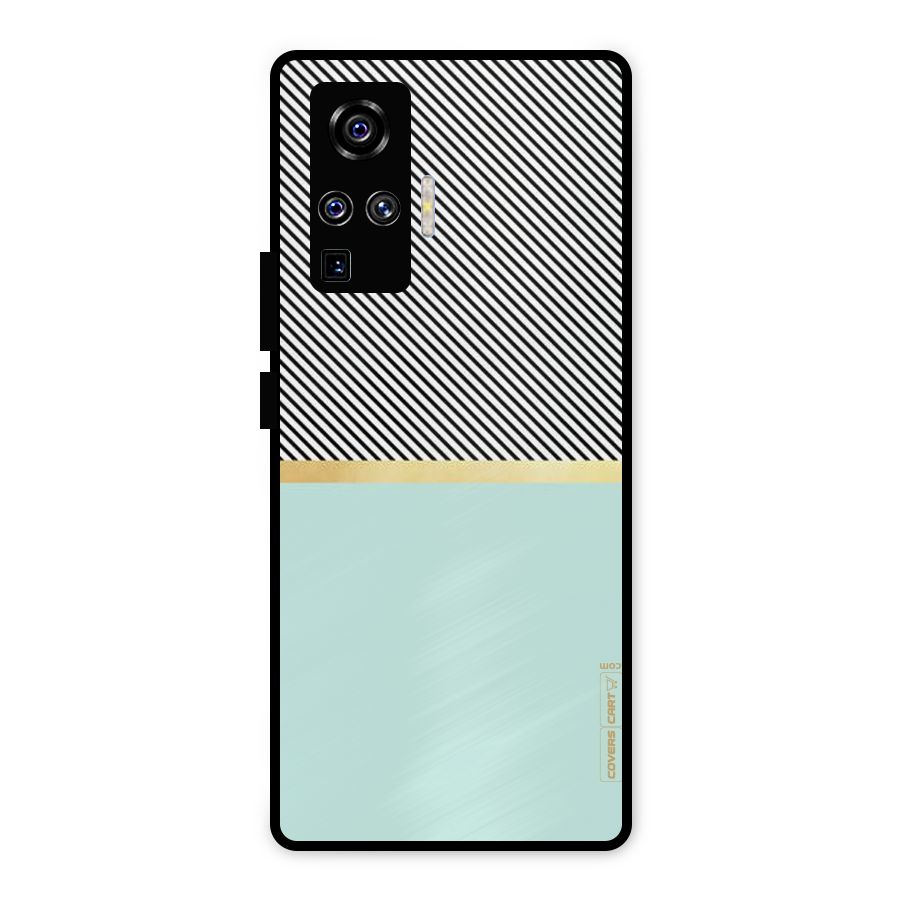 Pastel Green Base Stripes Metal Back Case for Vivo X50 Pro