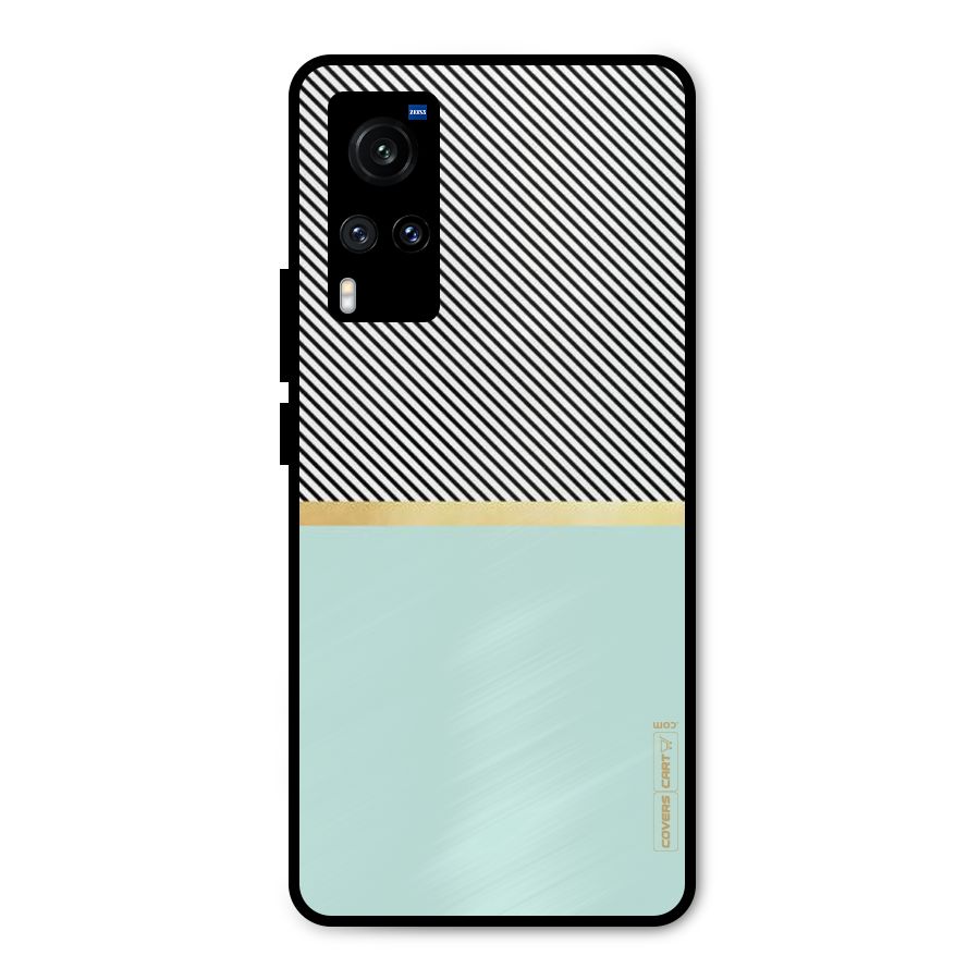 Pastel Green Base Stripes Metal Back Case for Vivo X60