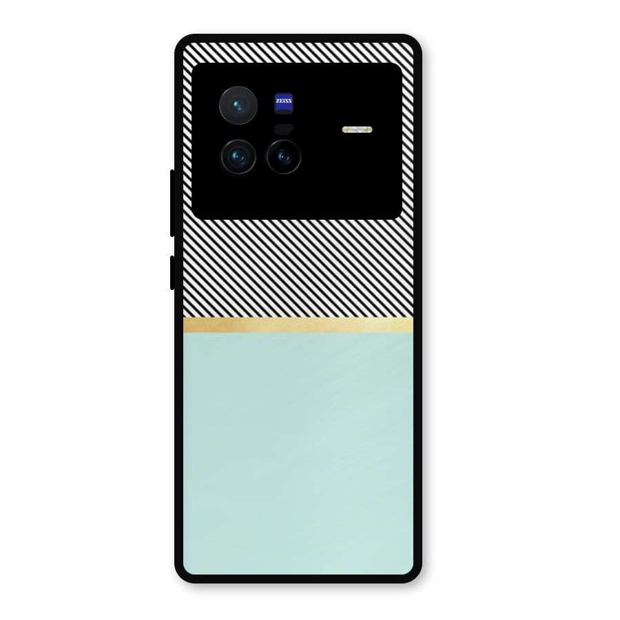 Pastel Green Base Stripes Metal Back Case for Vivo X80