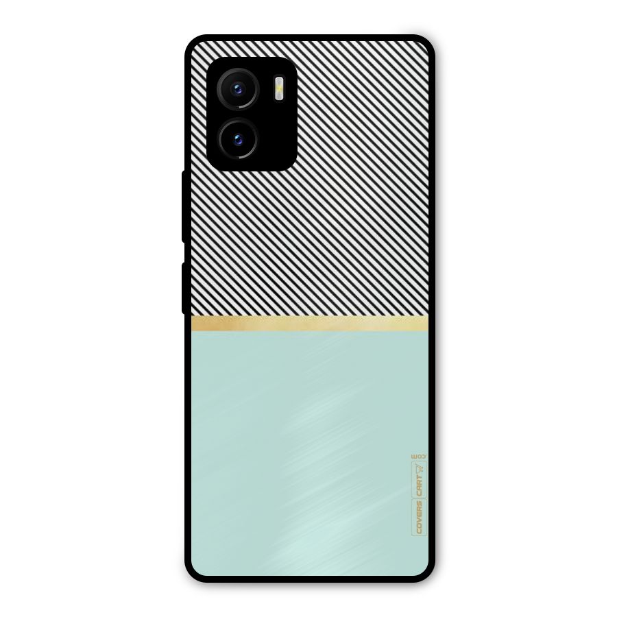 Pastel Green Base Stripes Metal Back Case for Vivo Y15s