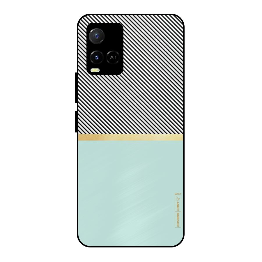 Pastel Green Base Stripes Metal Back Case for Vivo Y21A