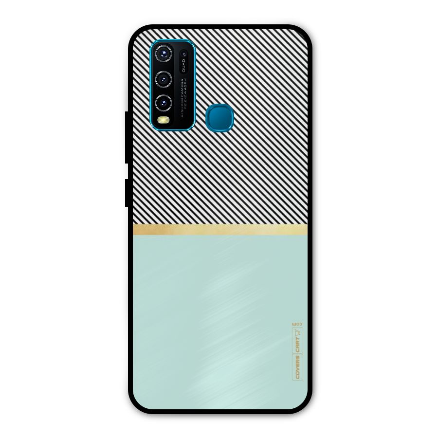 Pastel Green Base Stripes Metal Back Case for Vivo Y30