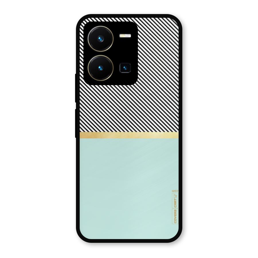 Pastel Green Base Stripes Metal Back Case for Vivo Y35
