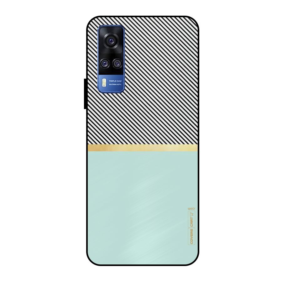 Pastel Green Base Stripes Metal Back Case for Vivo Y51