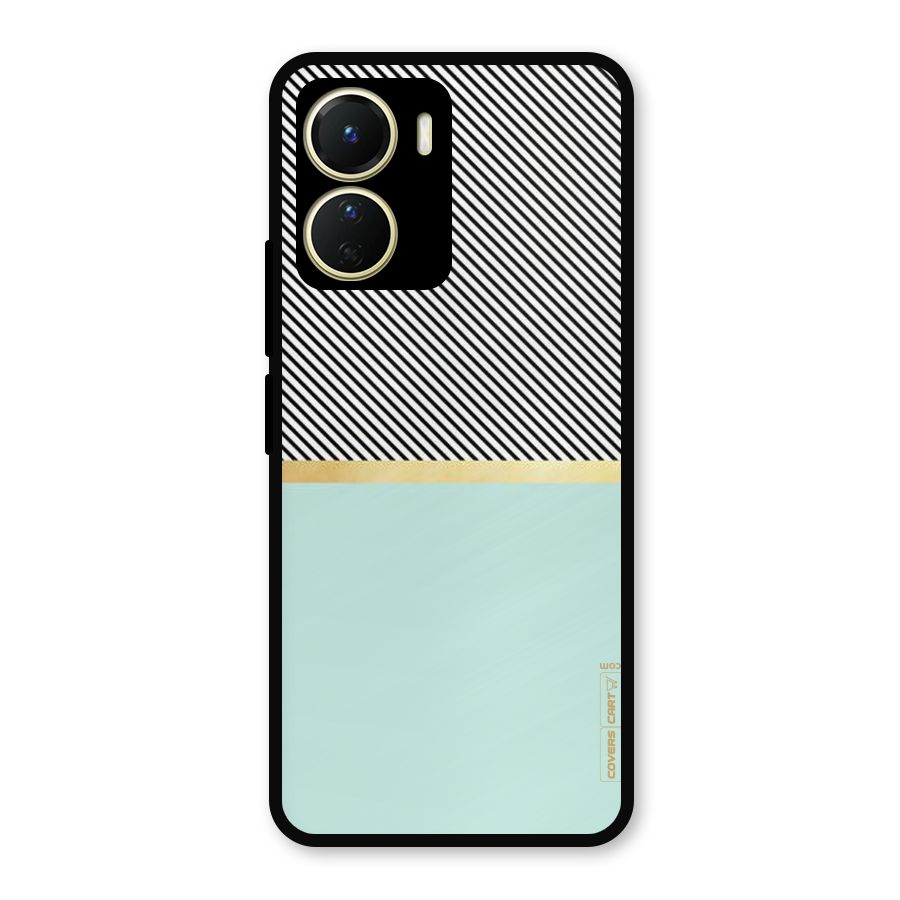 Pastel Green Base Stripes Metal Back Case for Vivo Y56