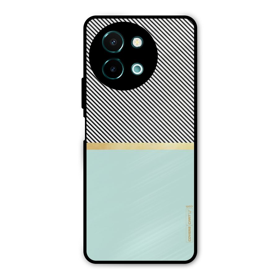 Pastel Green Base Stripes Metal Back Case for Vivo Y58