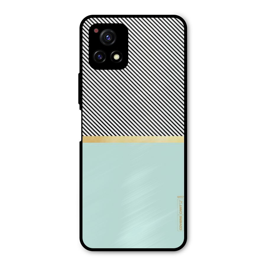 Pastel Green Base Stripes Metal Back Case for Vivo Y72 5G