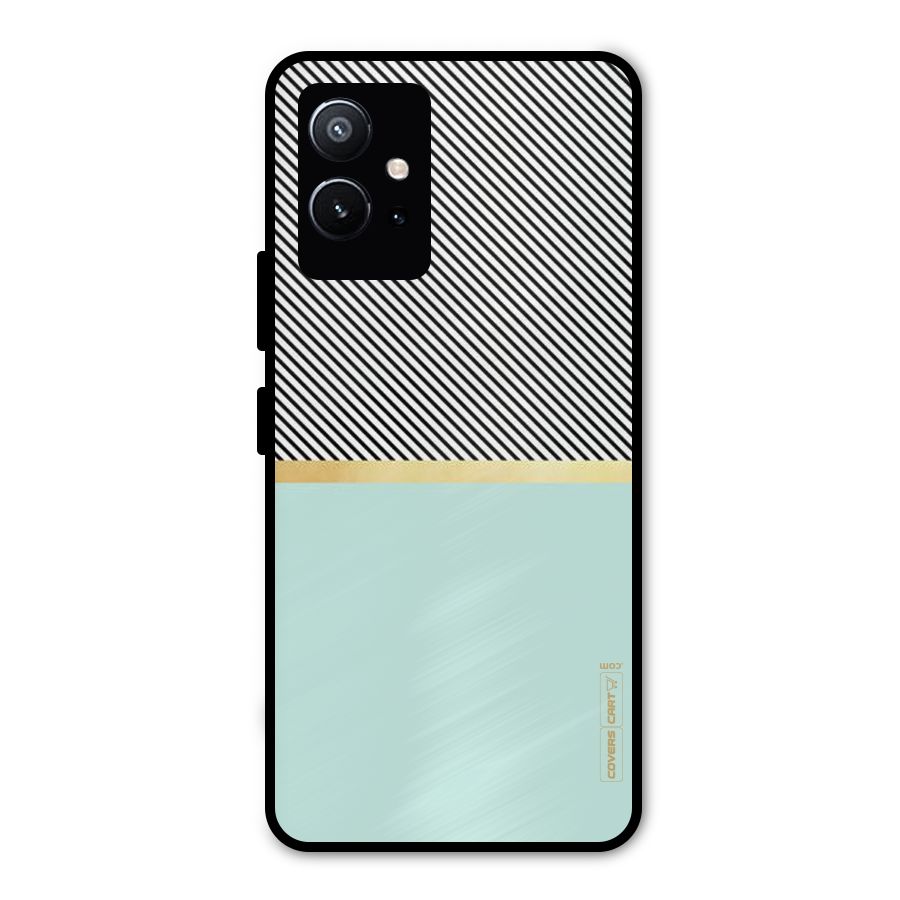 Pastel Green Base Stripes Metal Back Case for Vivo Y75 5G