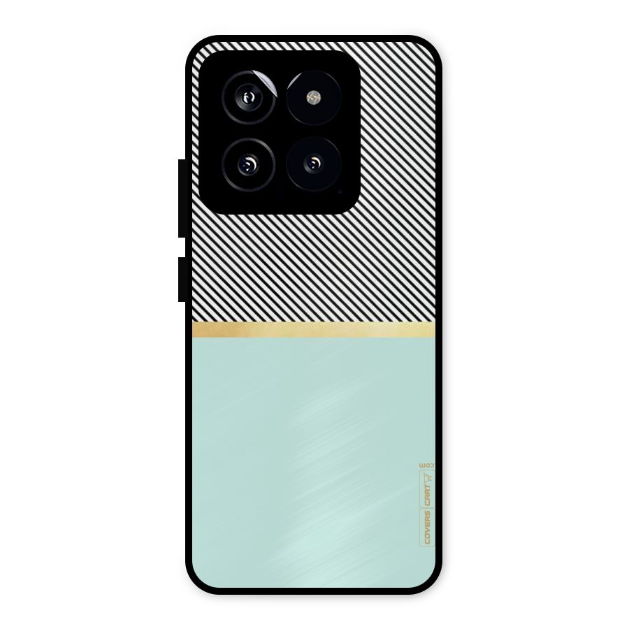 Pastel Green Base Stripes Metal Back Case for Xiaomi 14
