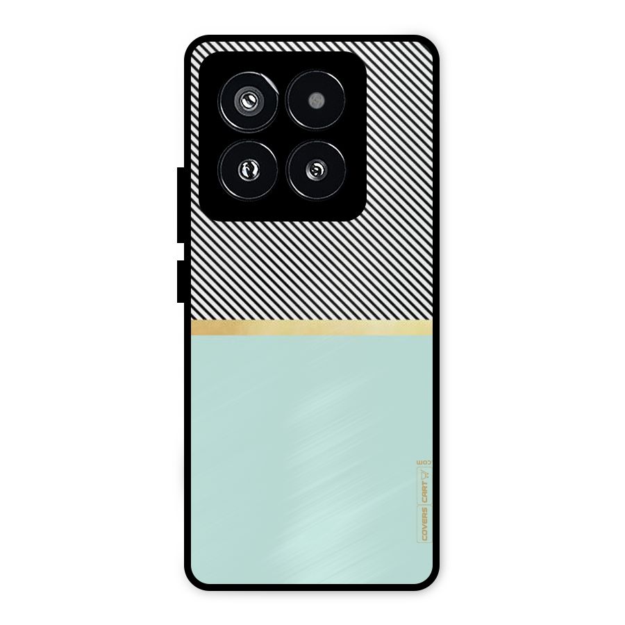 Pastel Green Base Stripes Metal Back Case for Xiaomi 14 Pro