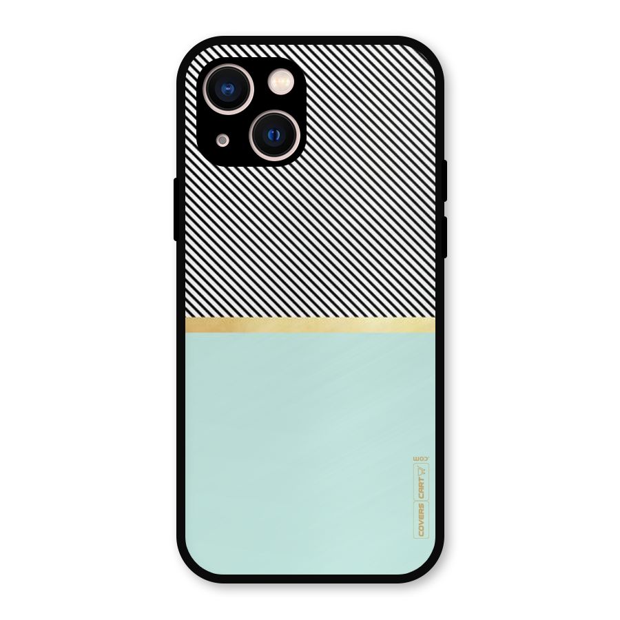 Pastel Green Base Stripes Metal Back Case for iPhone 13