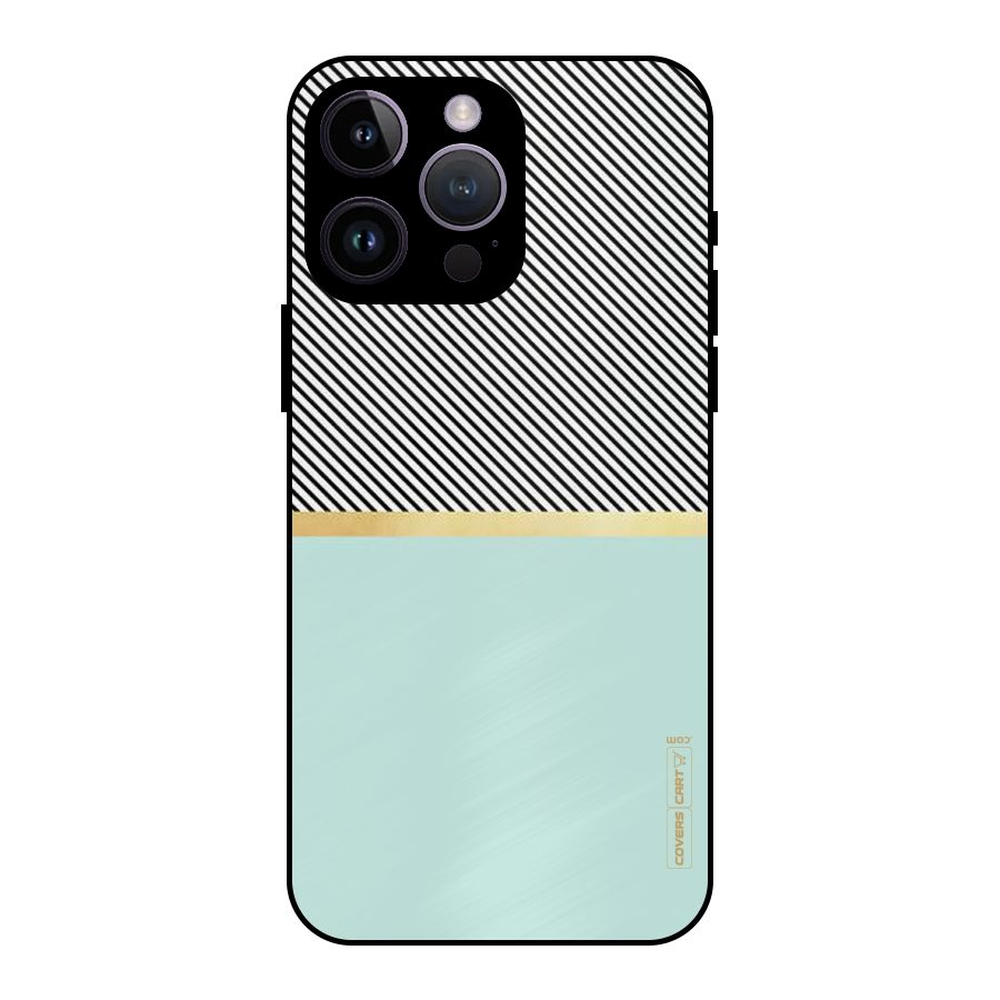 Pastel Green Base Stripes Metal Back Case for iPhone 14 Pro Max