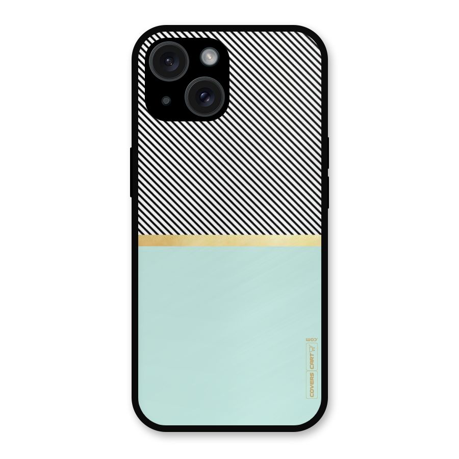 Pastel Green Base Stripes Metal Back Case for iPhone 15
