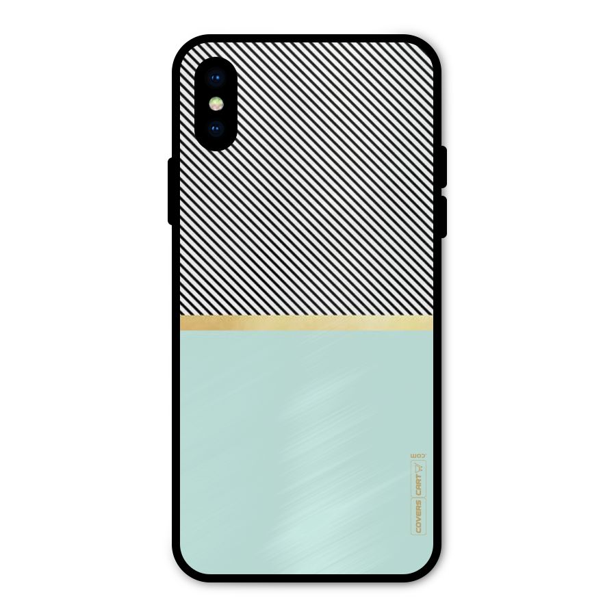 Pastel Green Base Stripes Metal Back Case for iPhone X