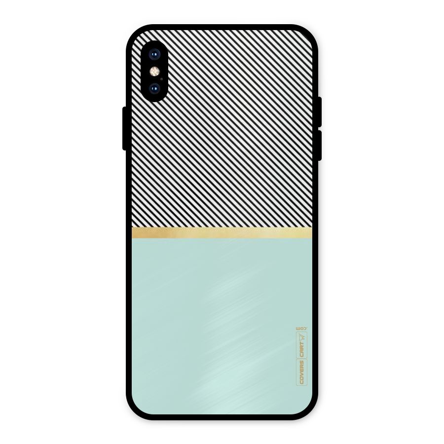 Pastel Green Base Stripes Metal Back Case for iPhone XS Max