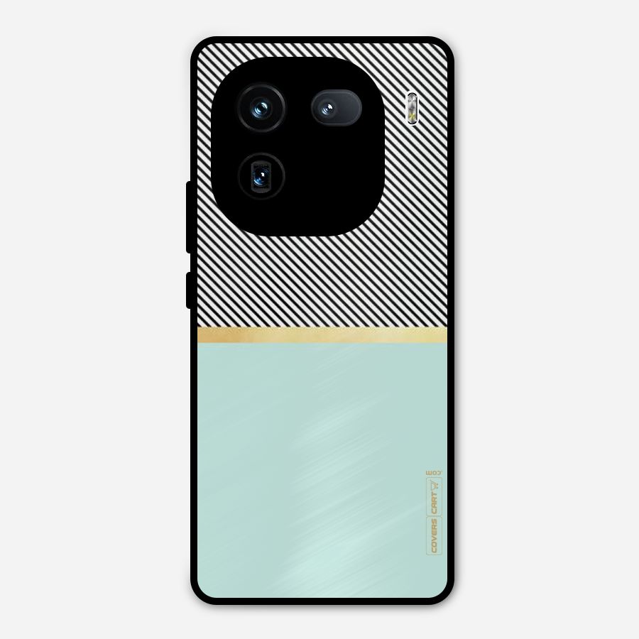 Pastel Green Base Stripes Metal Back Case for iQOO 12