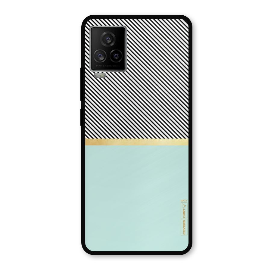 Pastel Green Base Stripes Metal Back Case for iQOO 7 Legend 5G