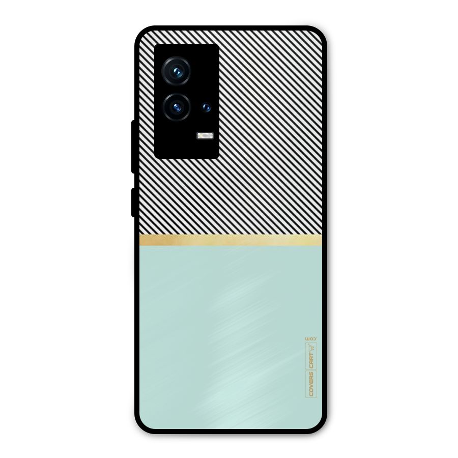 Pastel Green Base Stripes Metal Back Case for iQOO 9 5G