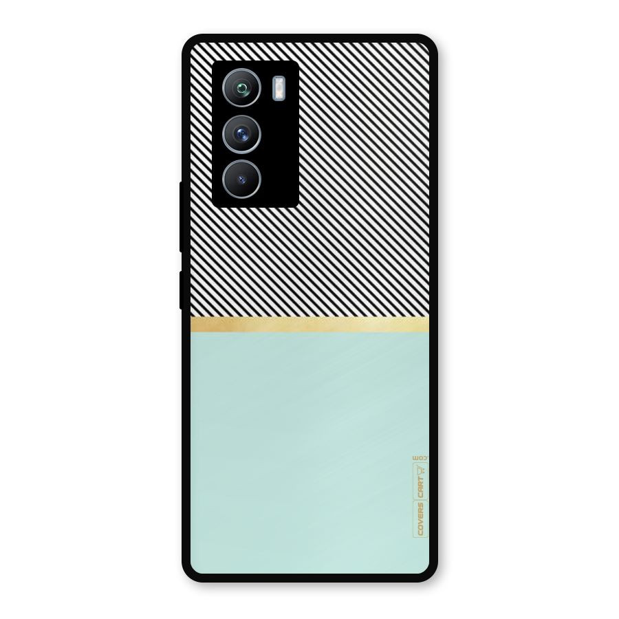 Pastel Green Base Stripes Metal Back Case for iQOO 9 SE