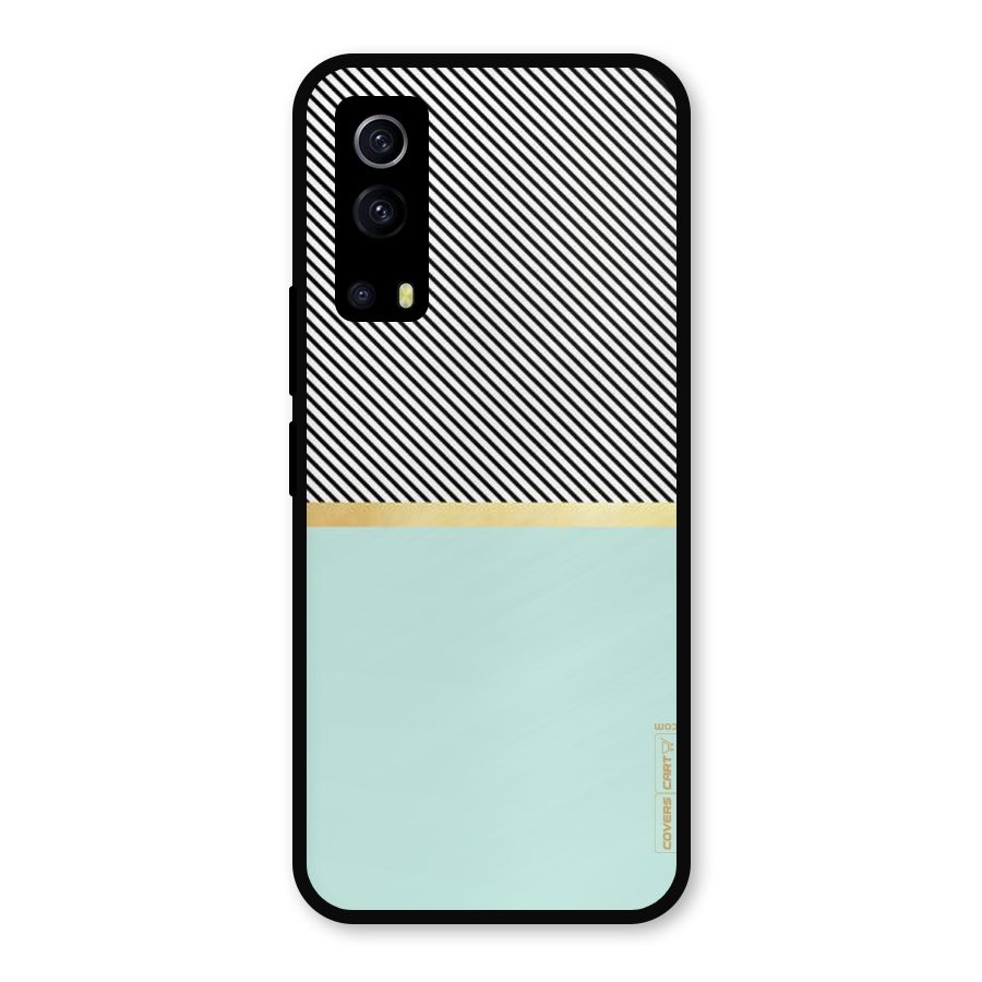 Pastel Green Base Stripes Metal Back Case for iQOO Z3