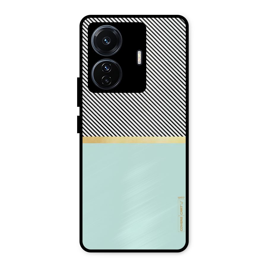 Pastel Green Base Stripes Metal Back Case for iQOO Z6