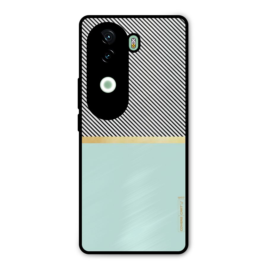 Pastel Green Base Stripes Metal Back Case for iQOO Z9s