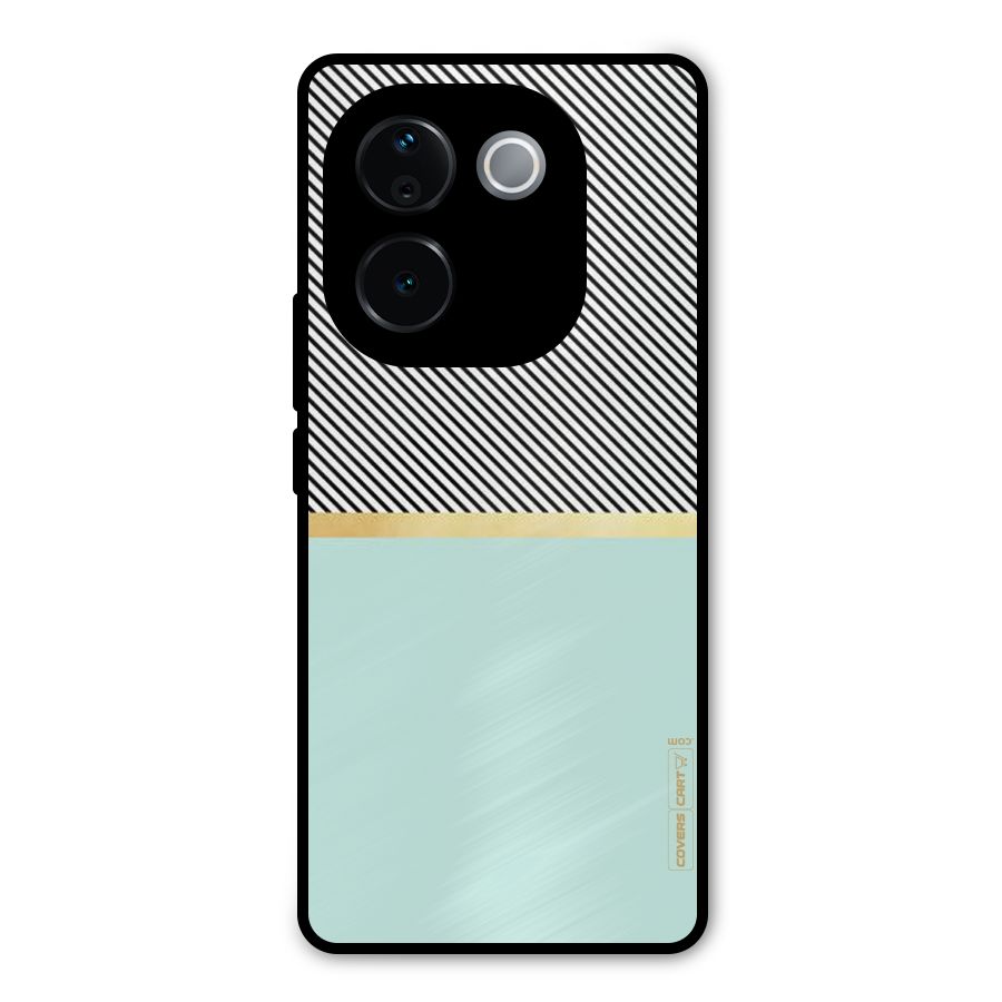 Pastel Green Base Stripes Metal Back Case for iQOO Z9s Pro