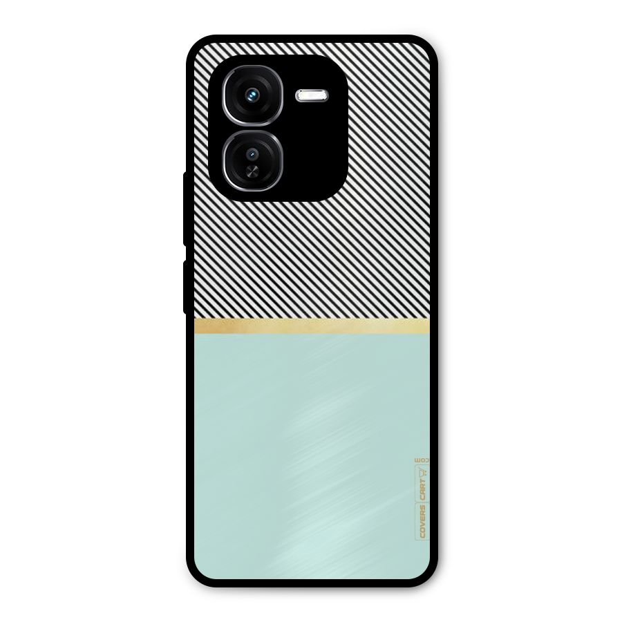 Pastel Green Base Stripes Metal Back Case for iQOO Z9x
