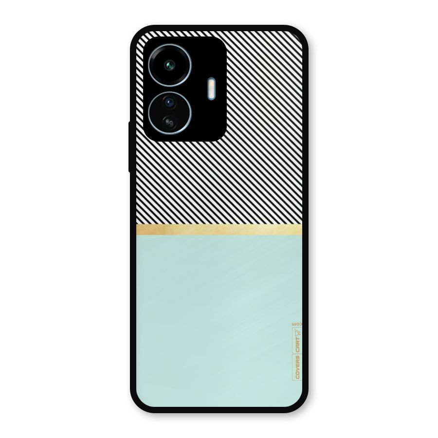 Pastel Green Base Stripes Metal Back Case for vivo iQOO Z6 Lite 5G