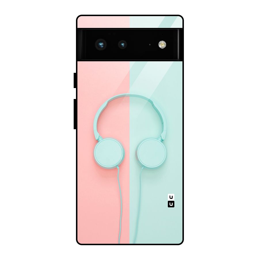 Pastel Headphones Glass Back Case for Google Pixel 6