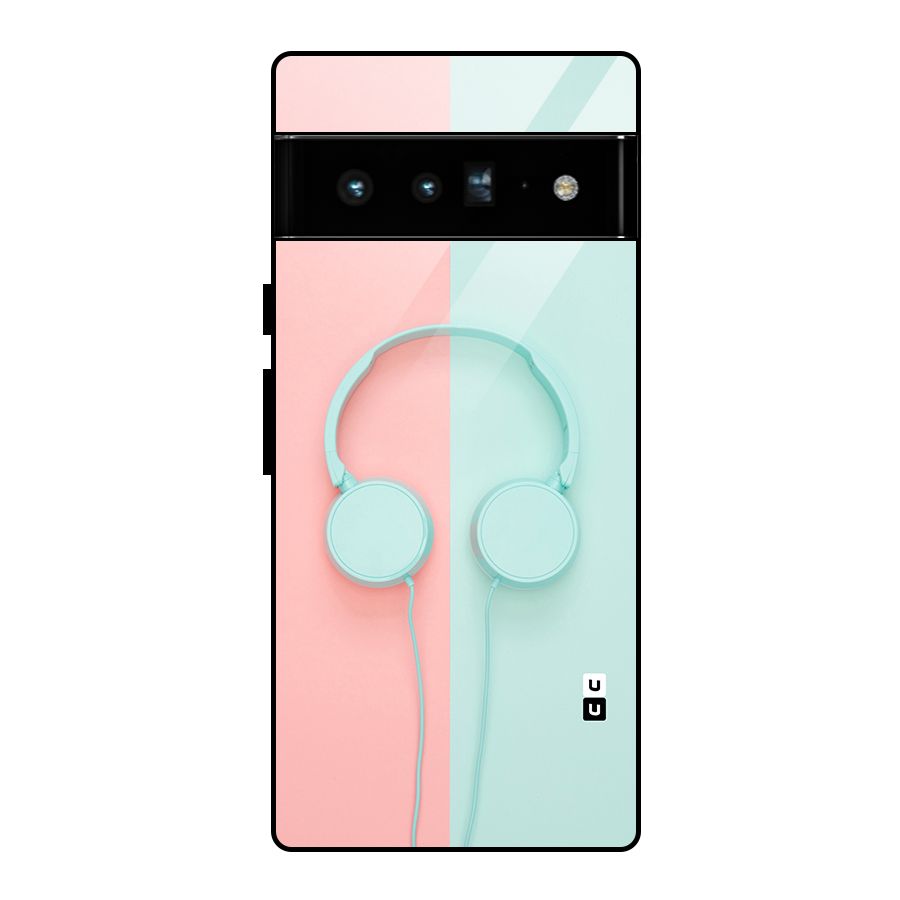Pastel Headphones Glass Back Case for Google Pixel 6 Pro