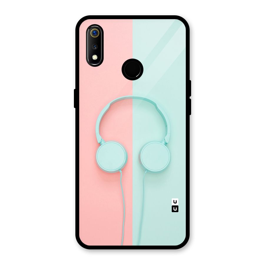 Pastel Headphones Glass Back Case for Realme 3i