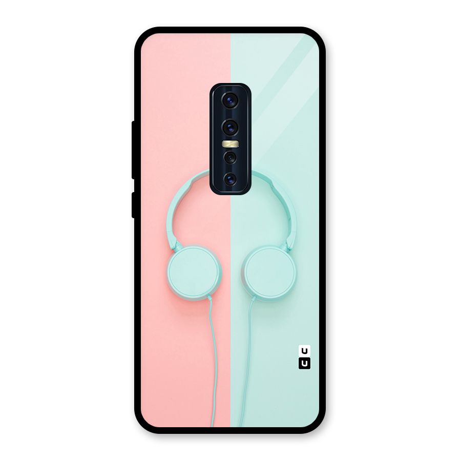 Pastel Headphones Glass Back Case for Vivo V17 Pro