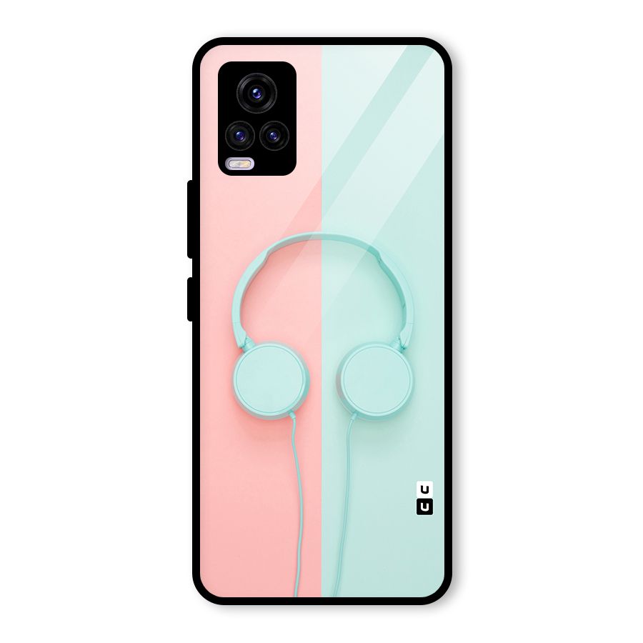 Pastel Headphones Glass Back Case for Vivo V20 2021