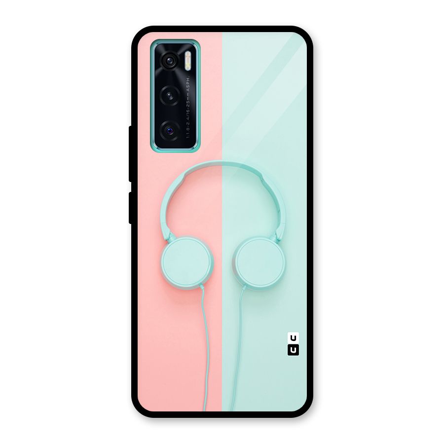 Pastel Headphones Glass Back Case for Vivo V20 SE